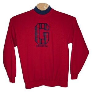Vintage University of‎ Georgia UGA Sweatshirt Sweater Large Red Plaid Santee GA